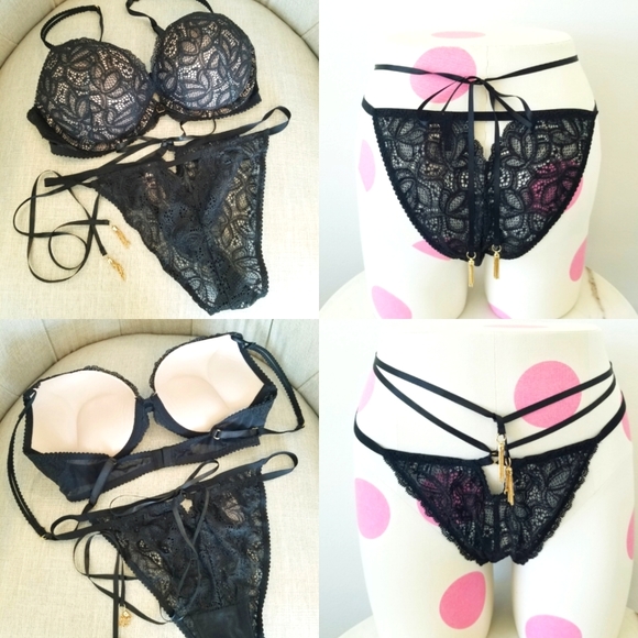 Victoria's Secret Vintage Very Sexy String Bikini Panty & Bombshell Push-up Bra
